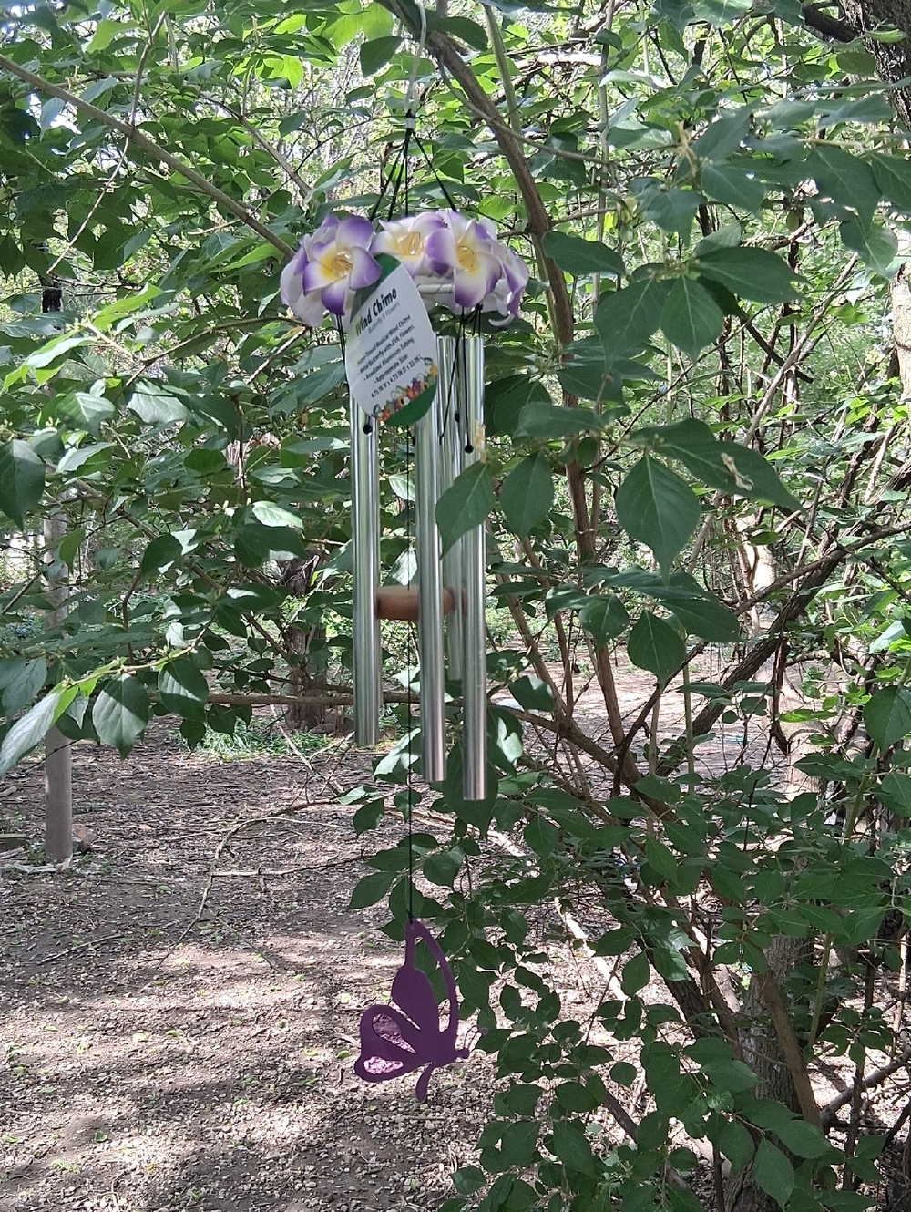 Wind Chime with Purple Metalic Butterfly Accent Sale And Purple/White Plumeria